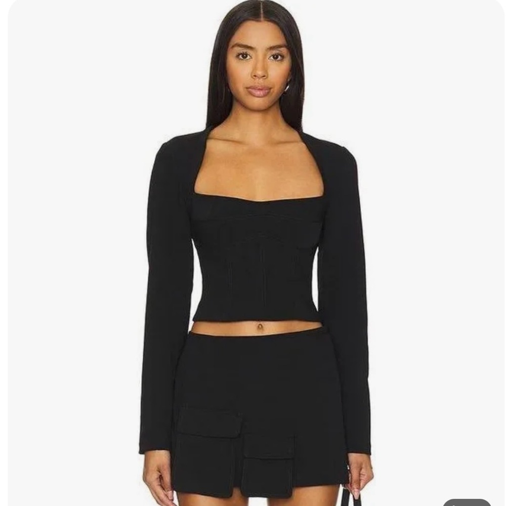 Camila Coelho Black Long Sleeve Cropped  Top  Size S